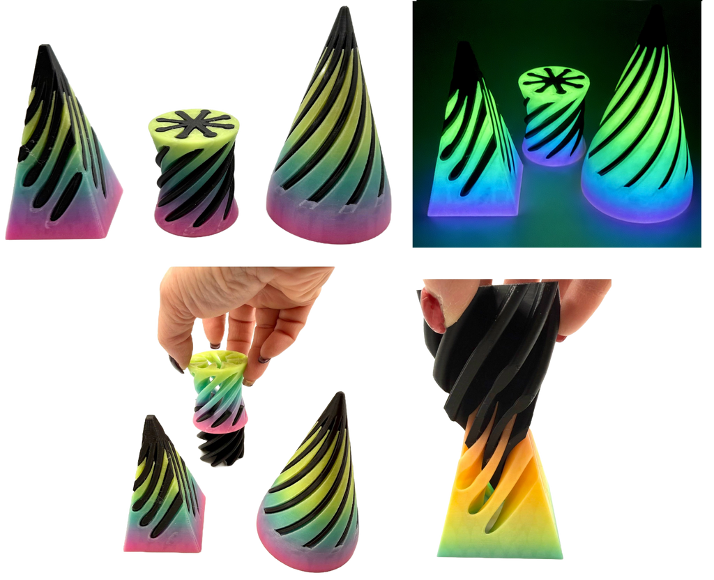 Glow-in-the-Dark 3D Printed Passthrough Fidget Toy Set