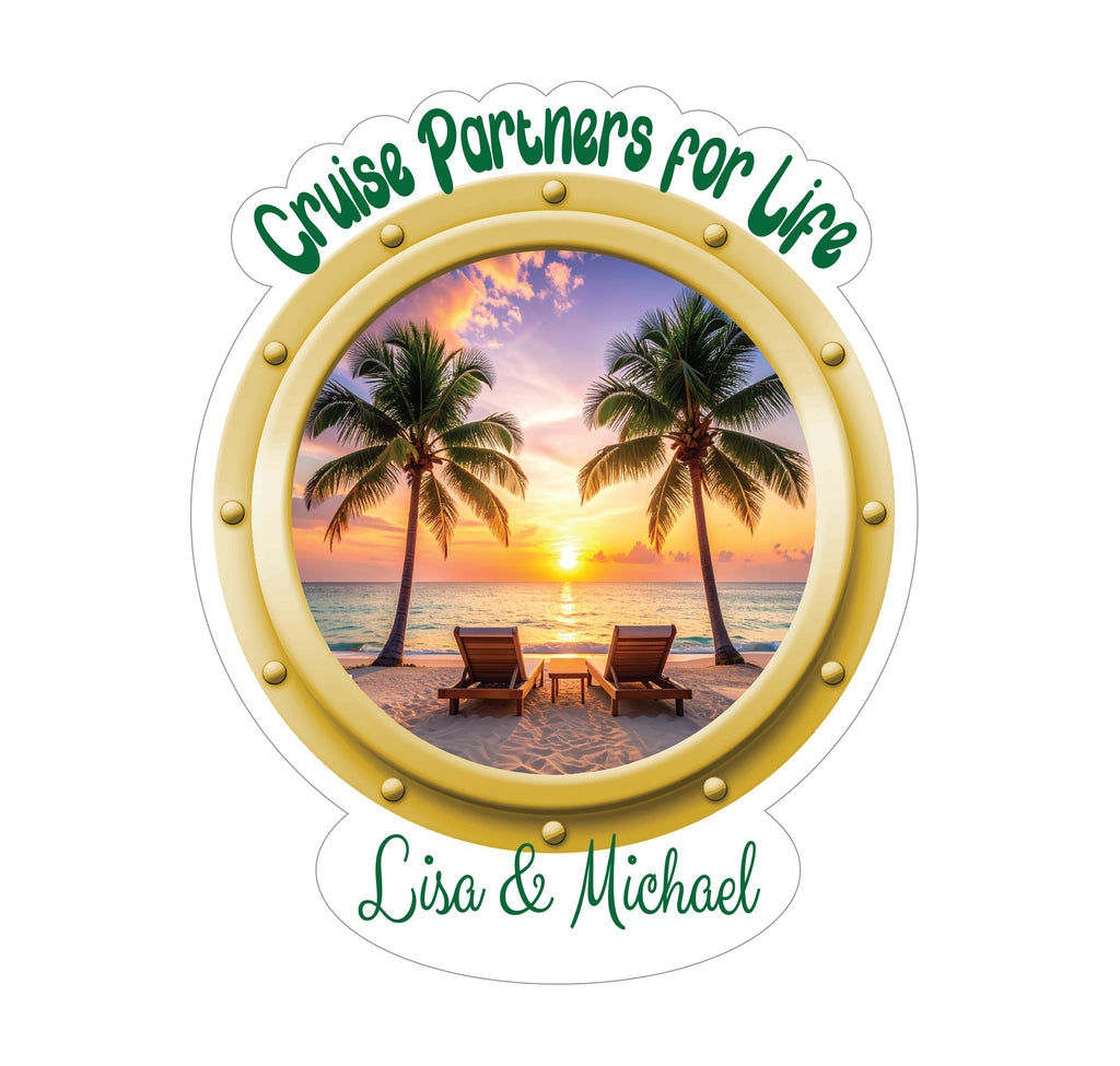 Palm Tree Beach Chairs Couple Cruise Door Magnet