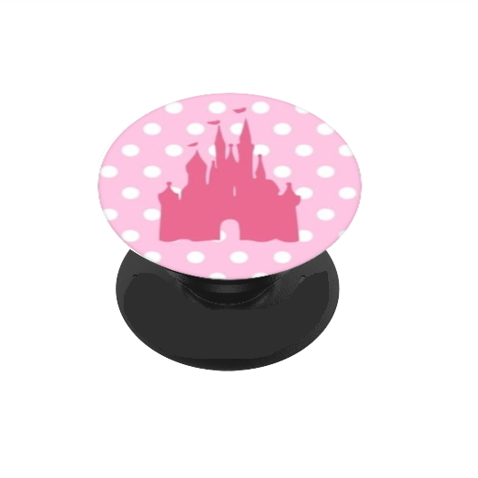 Pink Polka Dot Castle Vinyl Decal For Phone Grip