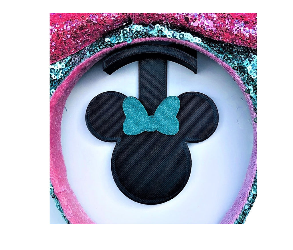 Mouse Head Glitter Green Bow Wall Mount