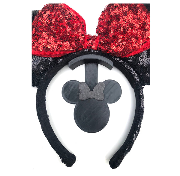 Mouse Head Black Glitter Bow Wall Mount