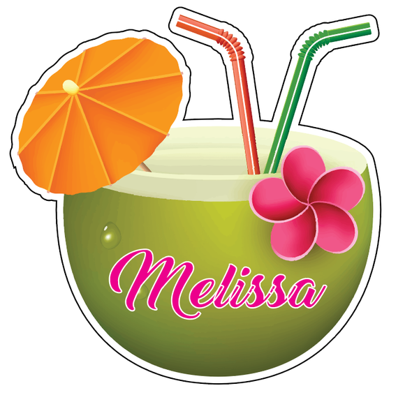 Tropical Coconut Drink Personalized Cruise Door Magnet