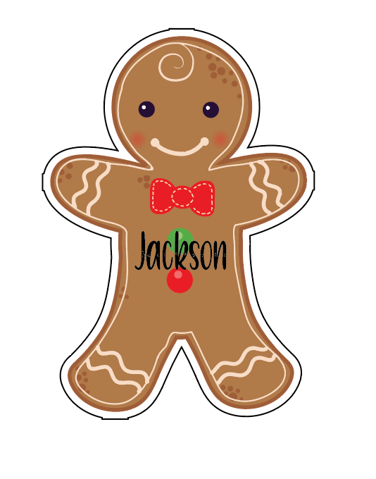 Gingerbread Boy Bow Tie Personalized Cruise Door Magnet
